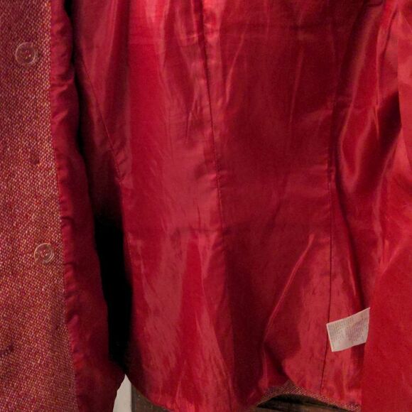 Mudd Red + White Hooded Double Breasted Wool Blend Peacoat - Picture 10 of 15